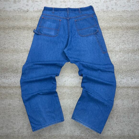 True Vintage Big Mac Carpenter Jeans Baggy Wide Leg Fit Dark Wash Made USA 90s - Picture 1 of 4